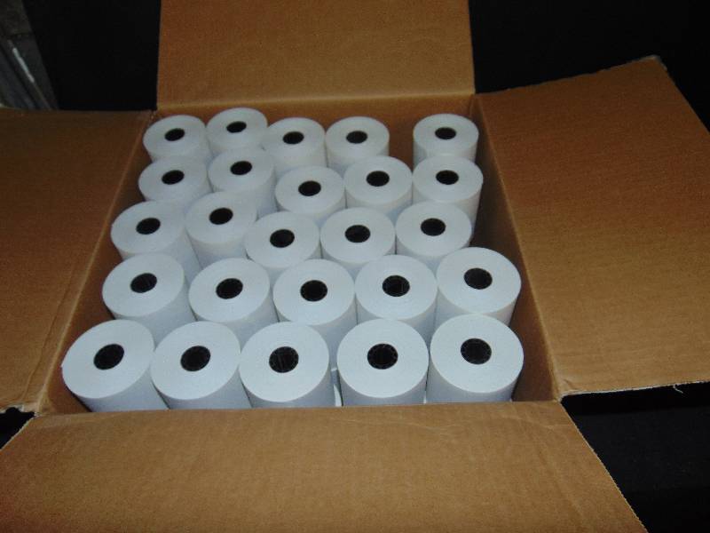lot 9054 image: (1) case 3-14 x 150, 1-ply recycled register tape, 50 rolls per carton 02682