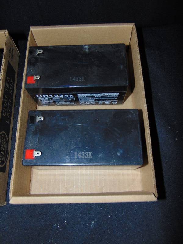 lot 9093 image: (2) ct. lot believed new working batteries UB1234K 12 volt