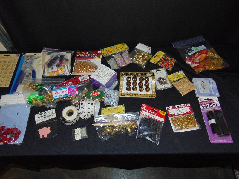 lot 9123 image: Mixed lot Craft Supplies Velcro beads, stickers, googly eyes and more