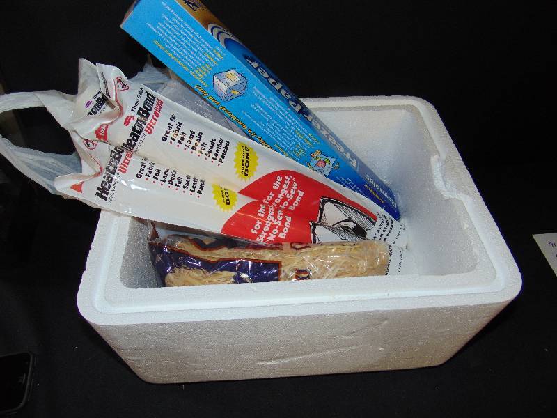 lot 9129 image: lot of quilting and craft supplies heat-n-bond, freezer paper, nativity straw and ribbon