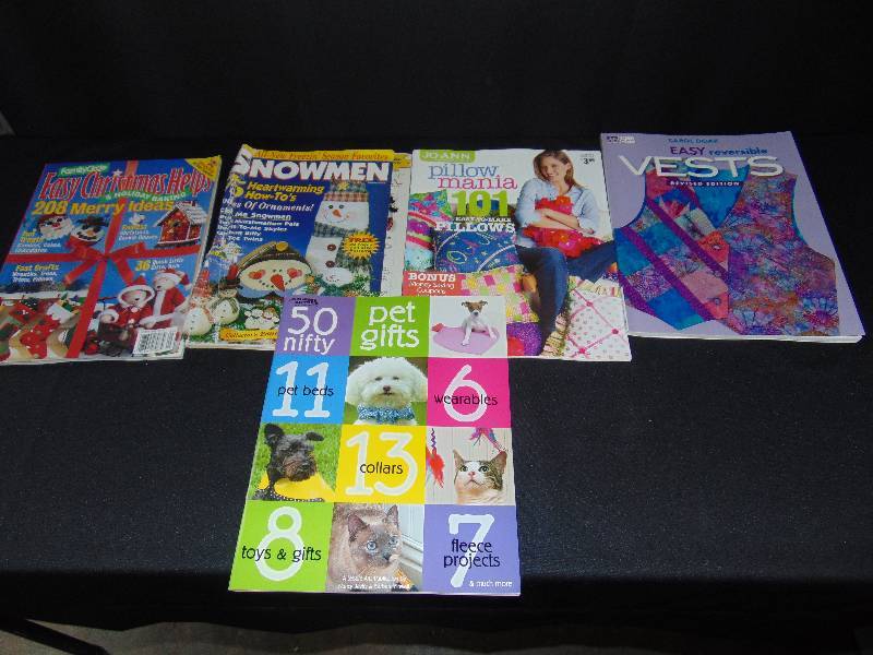 lot 9140 image: (5) ct. lot misc. quilting and sewing books and magazines