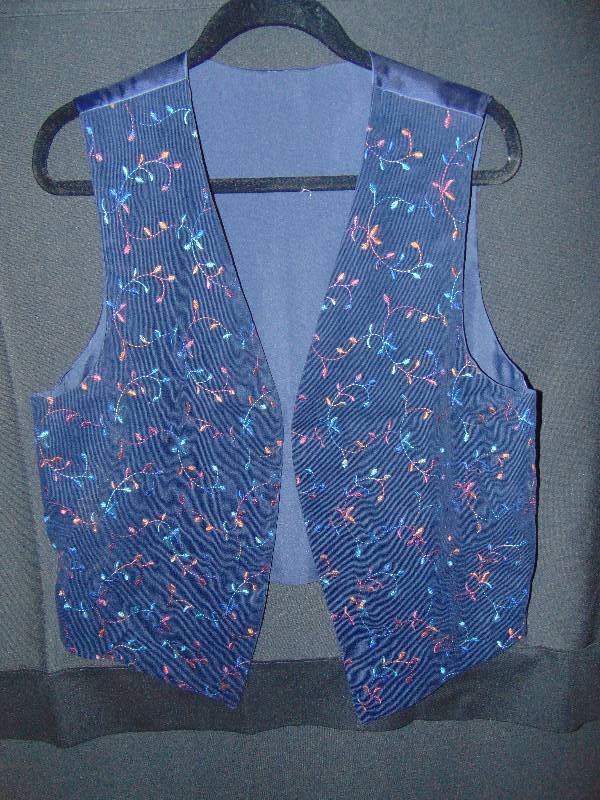 lot 9145 image: Ladies Handmade Navy Blue Corduroy Embroidered Vest, size large