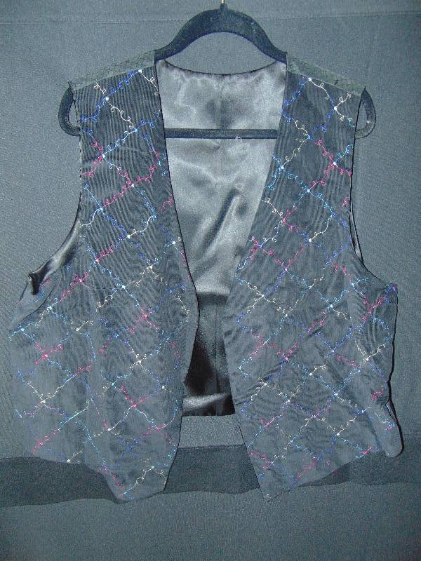 lot 9147 image: Ladies Handmade Black Corduroy Embroidered Vest, size large