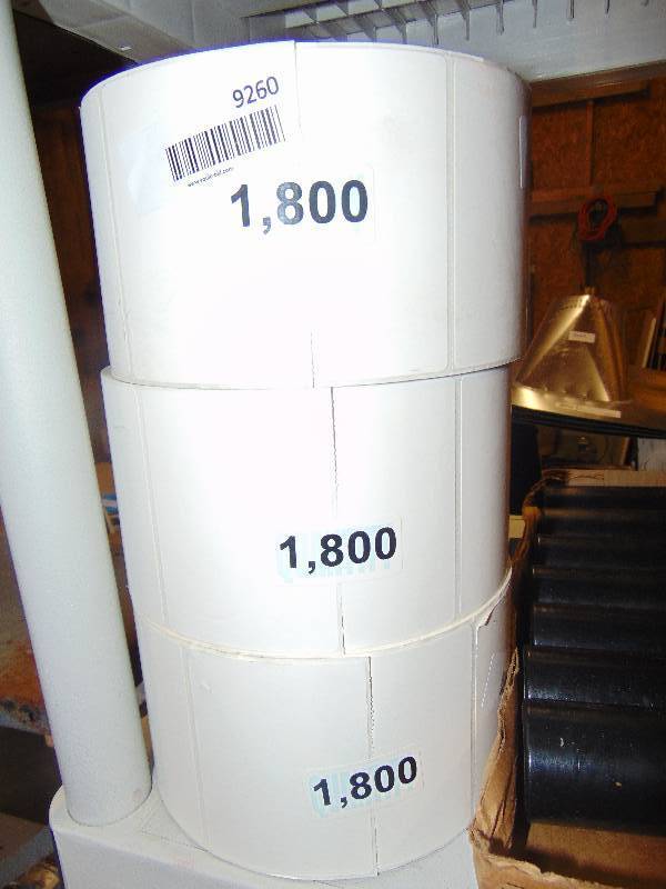 lot 9260 image: (3) rolls white labels, 1800 per roll 4 x 3