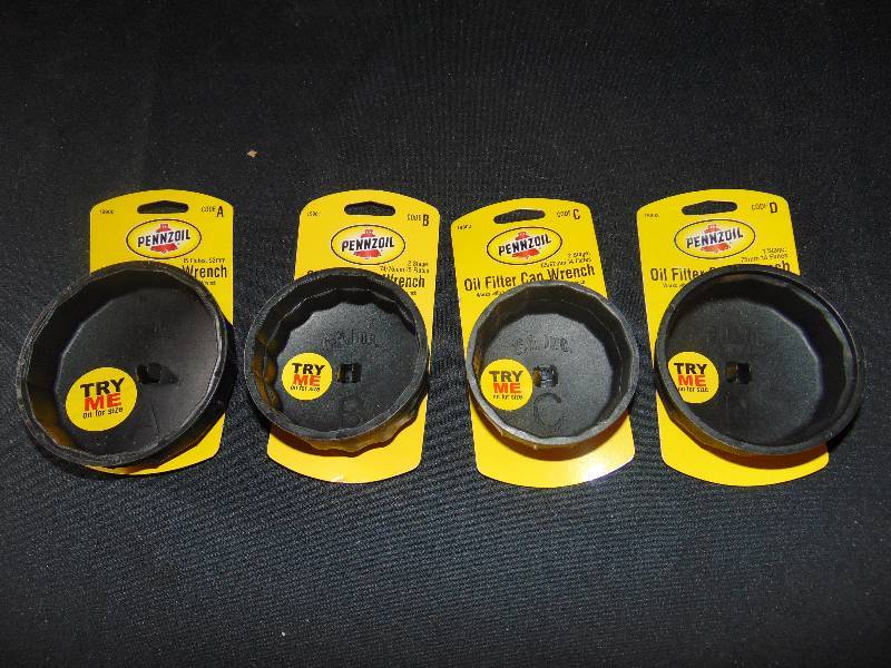 lot 9280 image: (4) ct. lot Pennzoil Oil filter Cap Wrenches, 38 ratchet Drive, A,B,C, D sizes