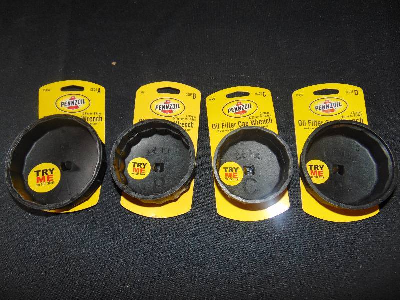 lot 9279 image: (4) ct. lot Pennzoil Oil filter Cap Wrenches, 38 ratchet Drive, A,B,C, D sizes