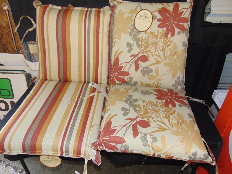 lot 9290 image: (2) ct. lot new Plantation Patterns Replacement Cushions for outdoor use, 20W x 19D x 21T