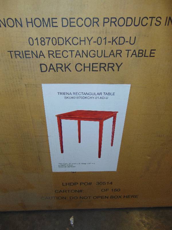 lot 9298 image: new in box Linon Home Decor Triena Table Dark Cherry 36 x 36 x 36 Tall, (this is bar stool height) Rubberwood