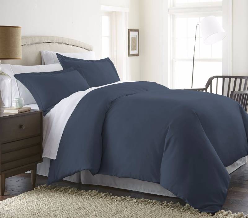 lot 9156 image: new I enjoy home Navy Blue Duvet Cover, Twin Size XL 66 x 92