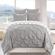 lot 9250 image: new Duck River Textile Queen Comforter, Gray, reversible, with 2 accent pillows and dust ruffle