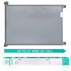 lot 33000007 image: Retractable Baby Gates for Staris - PRObebi Retractable Dog Gate, Indoor Safety Gate Extends to 72 Wide 34 Tall, Extra Wide Baby Gate, Mesh Gate for Doorways, Hallways, Outdoor, Grey
