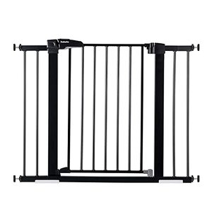 lot 33000027 image: BABELIO 26-40 Inch Easy Install Extra Wide Pressure Mounted Metal Baby Gate, No Drilling, No Tools Required, with Wall Protectors and Extenders (Black)