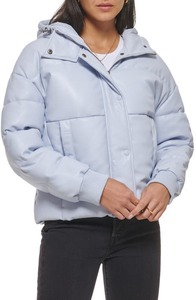 lot 33000032 image: levis Water Resistant Faux Leather Puffer Jacket in Light Blue at Nordstrom, Size Medium