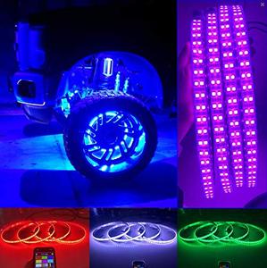 lot 33000034 image: Hundalights 17.5 Multi-ColorDoubleRGB Shift Changing Wheel Ring Rim Lights for Truck Vehicle Kit Light up Tires for Offroad (4PCS 1Set) Bluetooth Control IP68 Waterproof
