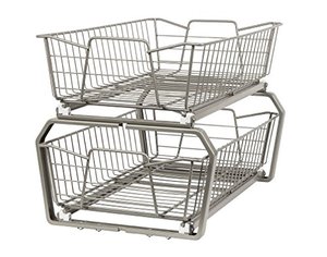 lot 33000035 image: ClosetMaid 11 in. Pull Out Cabinet Organizer, 2 Tier, Heavy Duty, Slide Out Pantry Shelves Drawers for Kitchen, Bathroom, Nickel