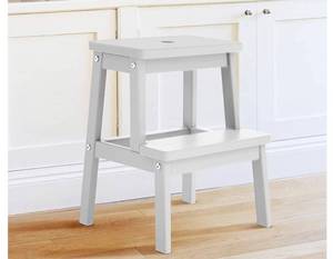 lot 33000038 image: HOUCHICS Step Stools for Adults, Wooden Step Stool with 400 lb, Wood Step Stool, Adults Step Stool, Step Stool for Bedside, Step Helper for Kitchen,Bathroom,Bedroom (White)