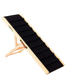lot 33000047 image: Cooenia Dog Ramp for Bed Adjustable Pet Ramp for Couch, Folding Portable Dog Bed Ramp with Non-Slip Carpet Surface, Natural Wooden, Height from 13.8 to 27.6 - Up to 260 Lbs