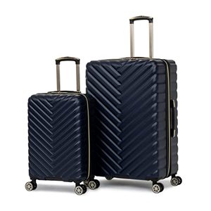 lot 33000052 image: Kenneth Cole REACTION Madison Square Hardside Chevron Expandable Luggage, Navy, 2-Piece Set (20 & 28)