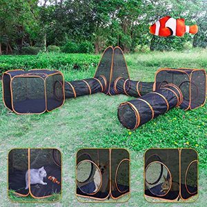 lot 33000060 image: 6-in-1 Outdoor Cat House,Cat Tent with Cat Tunnels for Indoor Cats,Cat Houses for Outdoor Cats,Outdoor Cat Enclosures,Portable Pet Playpen for Cats Rabbits Ferrets Puppy and Small Animals playpen