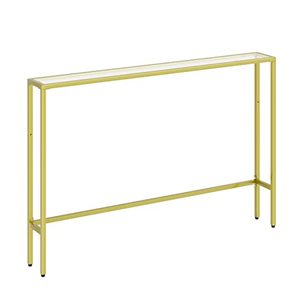 lot 33000062 image: SONGXIN 47.3 Console Tables for Entryway,Modern Narrow Sofa Table Behind Couch,Skinny Tempered Glass Entry Table with Gold Metal Frame for Living Room,Hallway(Gold, 47.3  5.9  31.5Inches)