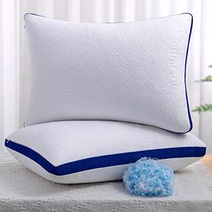 lot 33000064 image: OYT Cooling Bed Pillows for Sleeping 2 Pack King Size Shredded Memory Foam Pillows for Sleeping Set of 2 with Adjustable Loft Bed Gel Pillows for Back and Side Sleeper