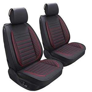 lot 33000080 image: Sanwom Universal Car Seat Covers - Leather Non-Slip Automotive Cushion Cover - Faux Waterproof 2Pcs Vehicle Protector for Jeep, Van, SUV, Pickup, Sedan, Truck, Front - Black, Red Line