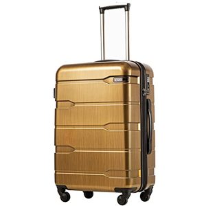 lot 33000084 image: Coolife Luggage Expandable(only 28) Suitcase PCABS Spinner Built-In TSA lock 20in 24in 28in Carry on (Black brown, L(28in).)