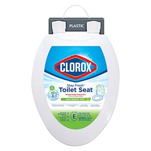 lot 33000088 image: Clorox Antimicrobial Elongated Stay Fresh Scented Plastic Toilet Seat with Easy-Off Hinges, Wiggle-Free Design, Scented Toilet, Fresh Bathroom Scent