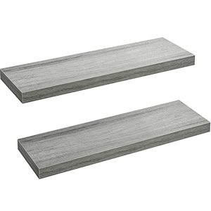 lot 33000100 image: AMADA HOMEFURNISHING Floating Shelves, Wall Mounted Shelves with Invisible Brackets Set of 2, Grey Shelves 23.6 in W x 9.3 in D x 1.5 in H - AMFS05G