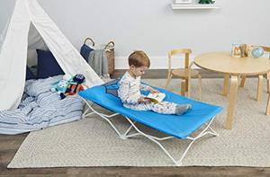 lot 33000101 image: Regalo My Cot Pals Small Single Portable Toddler Bed , Raccoon, Blue , 48x24.5x9 Inch (Pack of 1)