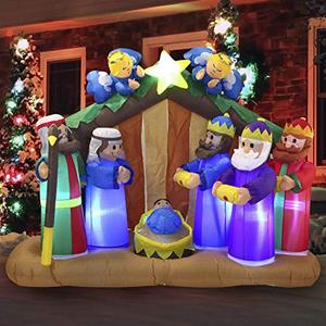 lot 33000115 image: Joiedomi Christmas Inflatable Decoration 6 ft Nativity Scene Inflatable with Angels with Build-in LEDs Blow Up Inflatables for Christmas Party Indoor, Outdoor, Yard, Garden, Lawn D�cor