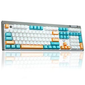 lot 33000124 image: AULA F3050 Wireless Mechanical Keyboard, Custom Hotswap Keyboard for Windows PC Gaming, Full Size Computer Gamer Keyboard, LED Backlit Keys, WirelessWired Connection, Blue Switch