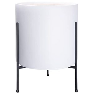 lot 33000133 image: Dvine Dev Modern White Plants Pot Cylinder Planter with Heavy Duty Stand, XX-Large 16 Inch Pot, 22.8 Inch with Stand Height, 96-T-1-XXL