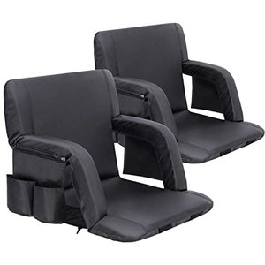 lot 33000137 image: Sportneer Stadium Seats for Bleachers with Back Support, 2 Pack Reclining Stadium Seats Portable with Thick Padded Cushion Back Supports Armrests for Benches Sporting Events Beaches Camping Concerts