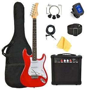 lot 33000350 image: Master Play 39 Inch Electric Guitar,For Kidsbeginner With Complete Starter Kit, 20 Watt Amp, 6 Extra String, Picks, Gig Bag, Shoulder Strap, Digital tuner, Cable, Wash Cloth