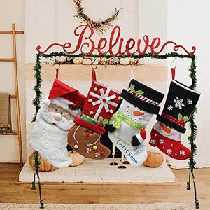 lot 33000152 image: FORUP Believe Christmas Stocking Holder Stand Hangers