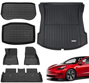 lot 33000167 image: Pedigree 3D TPE Material Tesla Model 3 Floor Mats Set Full Cover All Weather Rear Trunk Liners Custom Fit Heavy Duty Rubber Odorless Model 3 Accessories 2021 2022(FloorStorageCargo Mat)