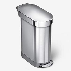 lot 33000171 image: simplehuman 45 Liter  12 Gallon Slim Hands-Free Kitchen Step Trash Can, Brushed Stainless Steel