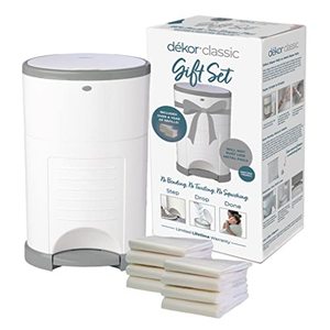 lot 33000176 image: D�kor Classic Diaper Pail Gift Set �� White  Comes with Over a Years Supply Worth of D�kor Refills