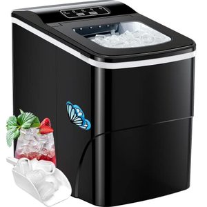 lot 33000183 image: Ice Maker Machine for Countertop, 9 Bullet Ice Cubes Ready in 6 Minutes, 26lbs in 24Hrs Portable Ice Maker Machine Self-Cleaning, 2 Sizes of Bullet-Shaped Ice for Home Kitchen Office Bar Party