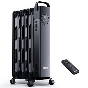 lot 33000195 image: Rellorus Radiator Heater, Space Oil Filled Heater 1500W, 4 Modes, 24H Timer, Adjustable Thermostat, Quiet, Electric Portable Heater with Remote for Home, Office, Bedroom, Indoor Use