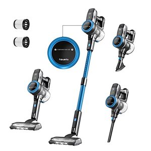 lot 33000197 image: FABULETTA 24 Kpa Cordless Vacuum Cleaner - 6 in 1 Lightweight Stick Vacuum with Powerful Suction 250W Brushless Motor, for Pet Hair Carpet Hard Floor, Max 45 Min Runtime, Led Display, Blue