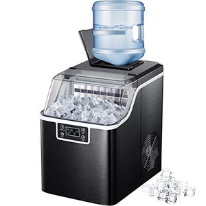 lot 33000207 image: Kndko Countertop Ice Maker,High-Efficient Square Ice Maker Machine,2 Way Add Water,45 lbs Cubes Daily,Self-Cleaning,Ice Size Control,24H Timer,Compact for Home Party Bar RV,Black