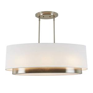 lot 33000210 image: Artika Andalee Contemporary Chandelier, Brushed Nickel Finish with Fabric Shade Ideal for Dining Room