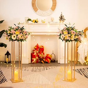 lot 33000211 image: Sziqiqi Wedding Table Flower Centerpiece Decoration - Tabletop Metal Flowers Floor Stand Living Room 31.5inch Tall Vases Decor Geometric Rectangular Tables Centerpieces for Birthday Party Reception