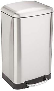 lot 33000214 image: Amazon Basics 20 Liter  5.3 Gallon Soft-Close, Smudge Resistant Small Trash Can with Foot Pedal - Nickel