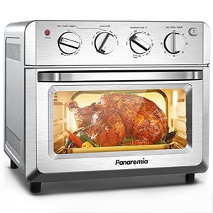 lot 33000217 image: Panaromia Air Fryer Toaster Oven Combo, 7-in-1 Convection Oven Countertop, 20QT Large Capacity Air Fryer with 4 Accessories & E-Recipes, 1550W Easy to Control Countertop Oven with Timer, 6 Slice