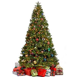 lot 33000333 image: Juegoal 7.5 Foot Artificial Christmas Tree with 600 LED Warm White String Lights (NOT Pre-Strung) 8 Lighting Modes Fake Xmas Tree with Durable Metal Legs, 1350 Tips, Green