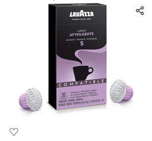 lot 33000222 image: Lavazza Avvolgente Lungo Dark Roast Capsules Compatible with Nespresso Original Machines (Pack of 60) ,Value Pack, Blended and roasted in Italy, Full bodied with velvety, rounded flavor