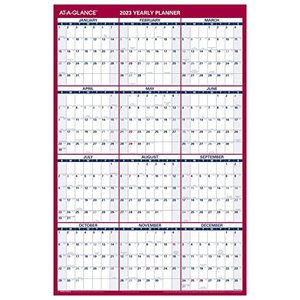lot 33000225 image: AT-A-GLANCE 2023 Wall Calendar, Dry Erase Monthly Wall Planner, 12 Month, 36 x 24, Large, VerticalHorizontal, Reversible, Includes Marker (PM2628)